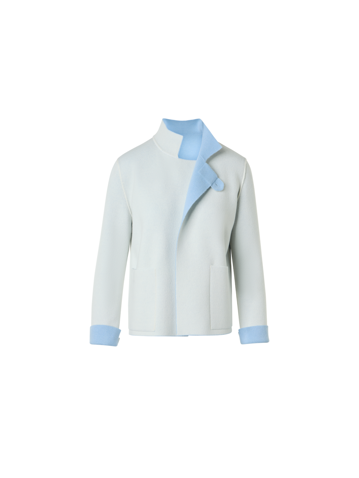 Designer カシミヤダブルフェイス ・ニットカーディガン - ブルー - エクリュ