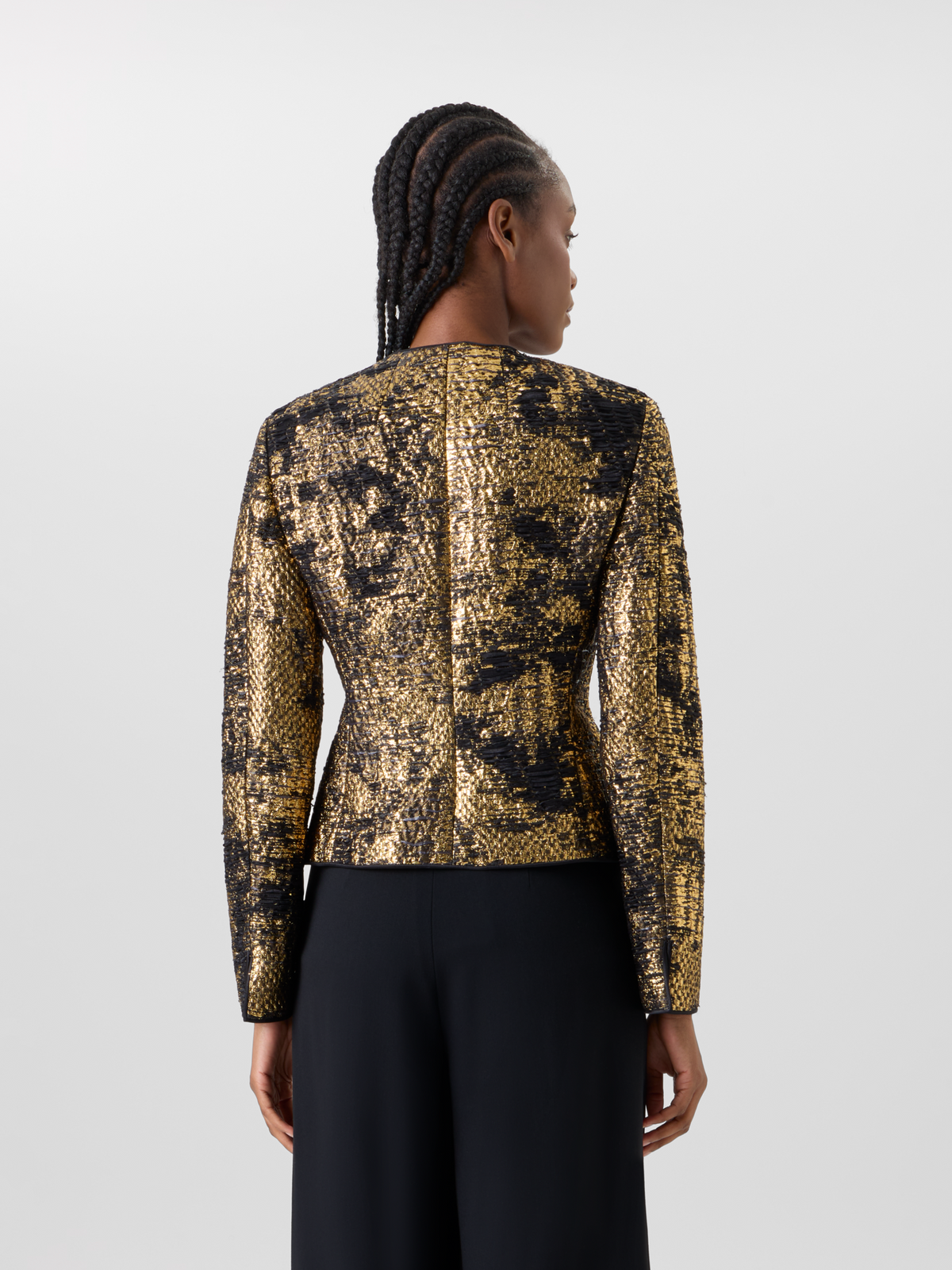 Designer テクノシルクブレンドラメ ジャケット The Kelis Jacket（ケリス・ジャケット） - ゴールド 