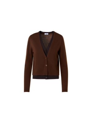 Designer ウールカシミヤ ニットカーディガン - ブラウン