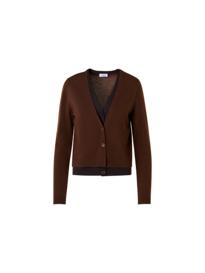 Designer ウールカシミヤ ニットカーディガン - ブラウン