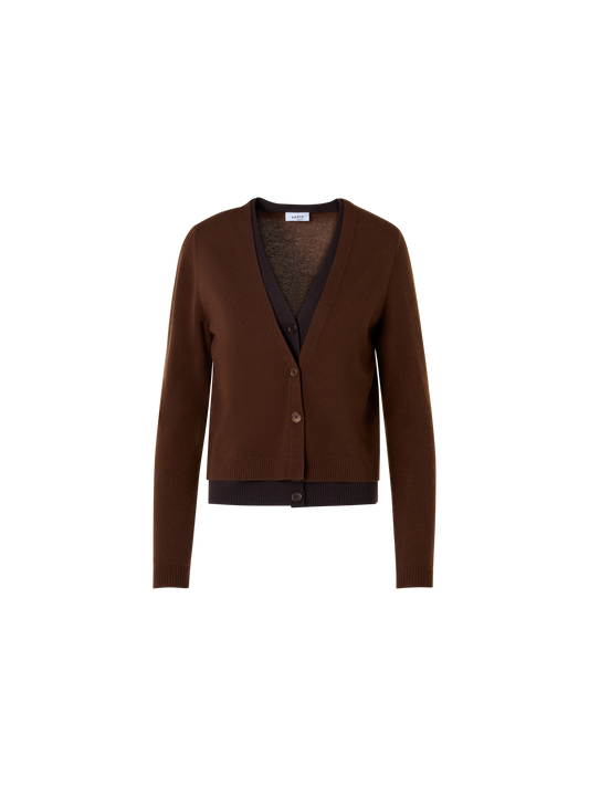 Designer ウールカシミヤ ニットカーディガン - ブラウン