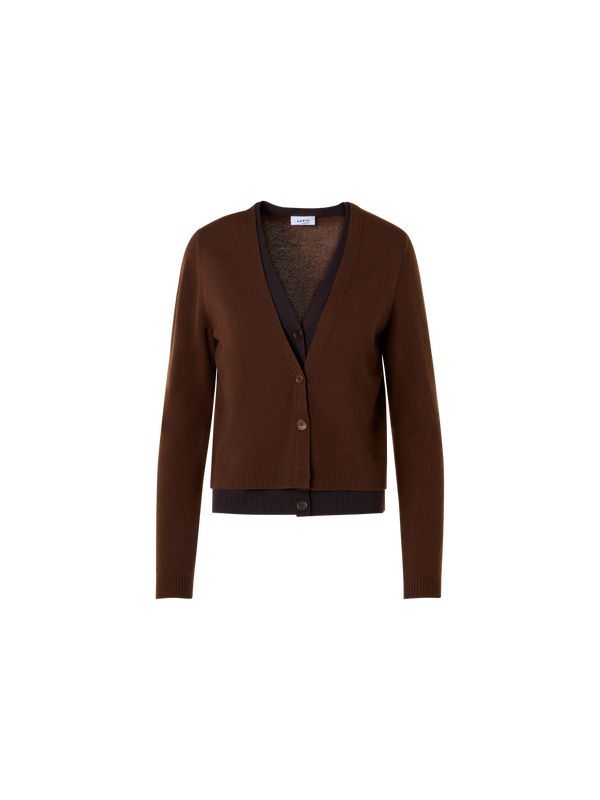 Designer ウールカシミヤ ニットカーディガン - ブラウン