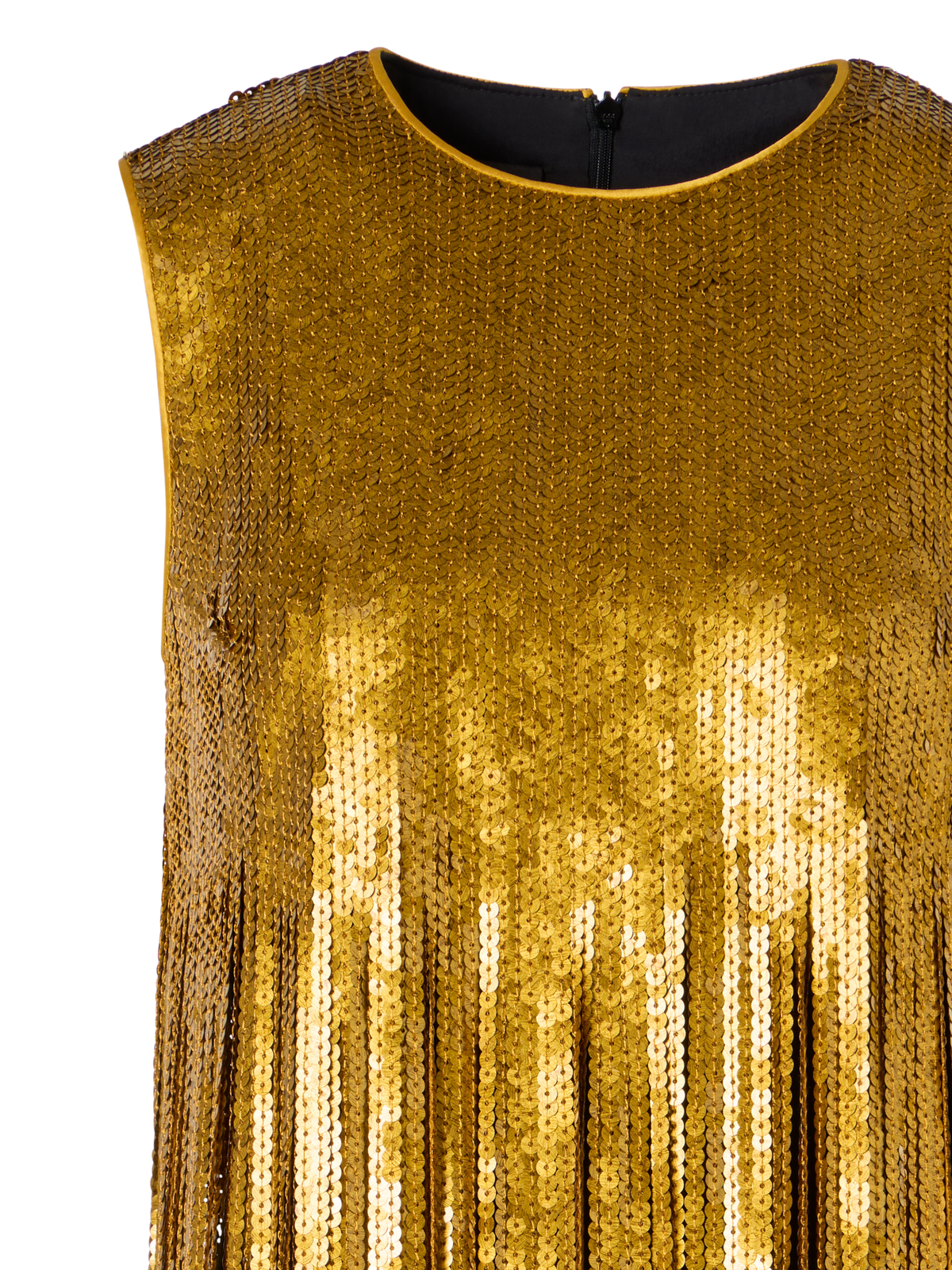 Designer スパンコールフリンジ ドレス - ゴールド