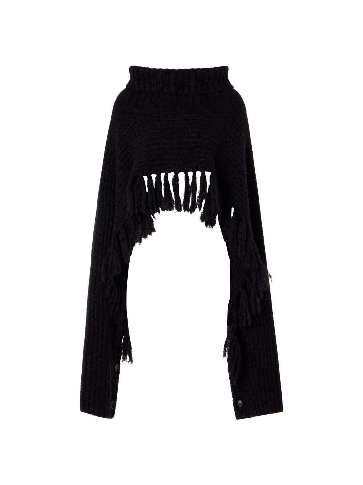 Designer カシミヤシルク ニットケープスカーフ - ブラック