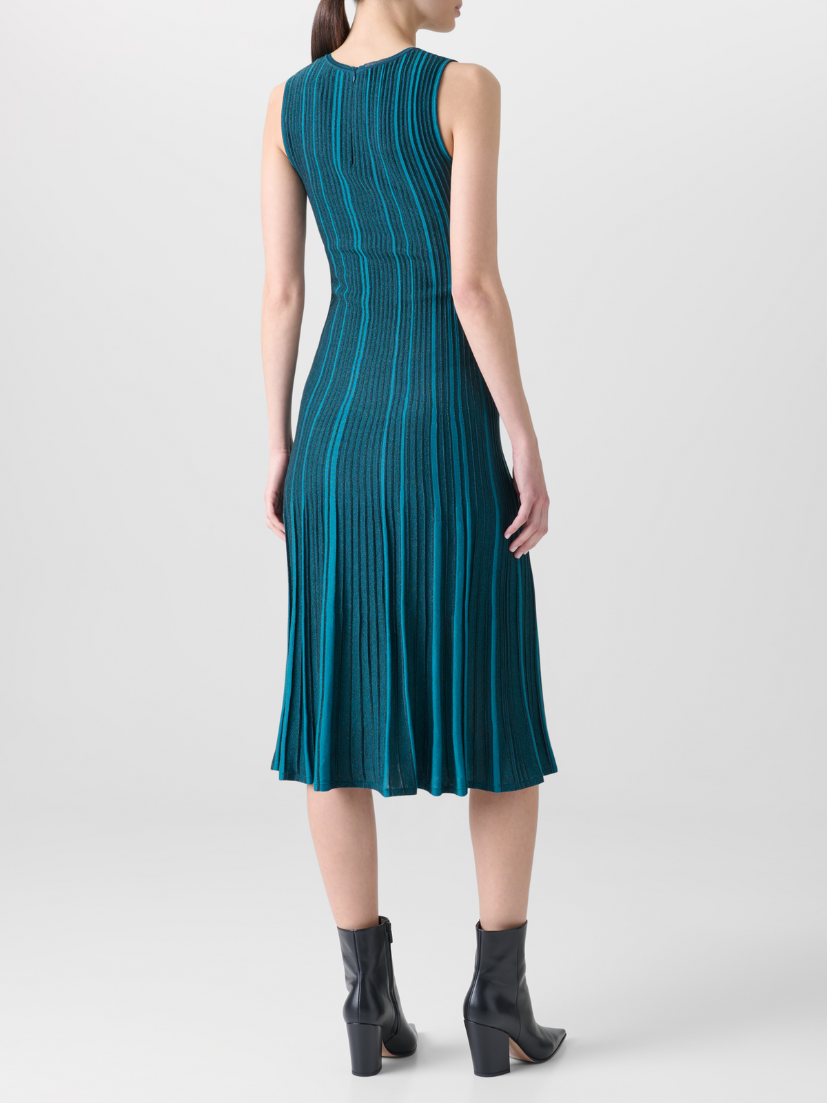 Designer シルクルーレックスリブ・ドレス  - グリーン #editorial