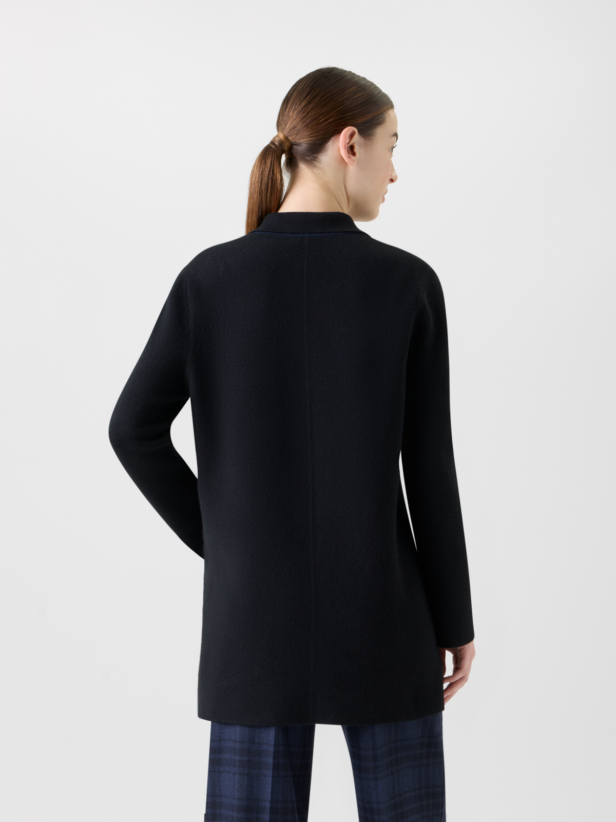 Designer カシミヤダブルフェイス ・ニットカーディガン - ネイビー - ブルー #editorial