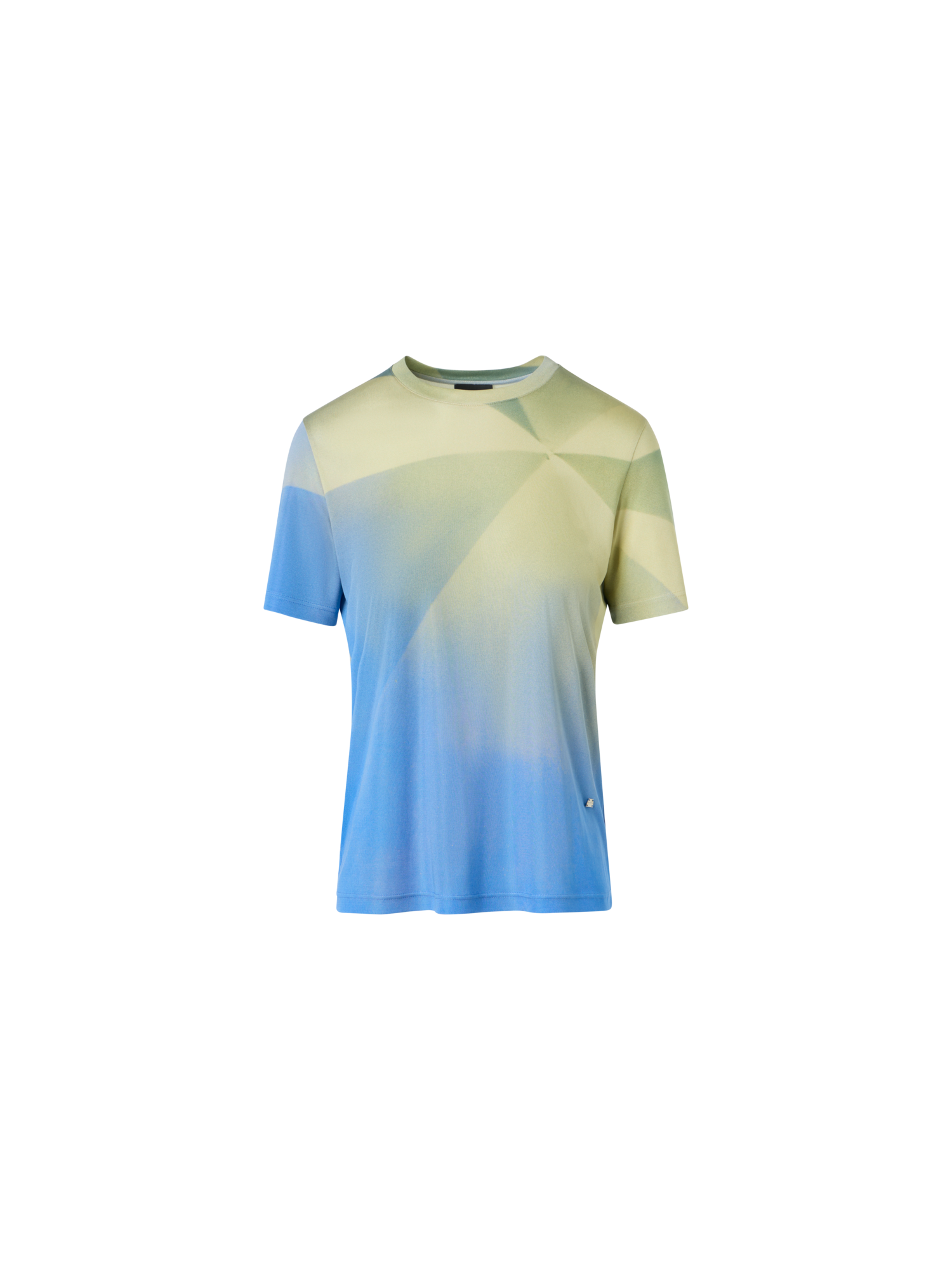 Designer シルクジャージー ・Tシャツ - ブルー - イエロー