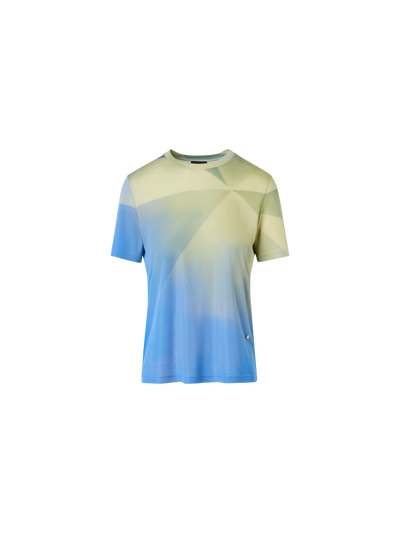 Designer シルクジャージー ・Tシャツ - ブルー - イエロー