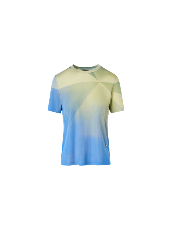 Designer シルクジャージー ・Tシャツ - ブルー - イエロー