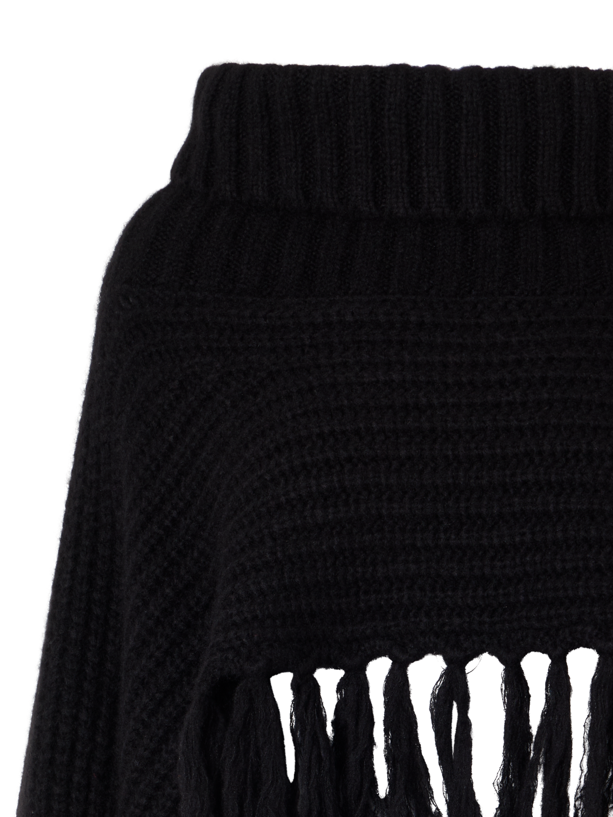 Designer カシミヤシルク ニットケープスカーフ - ブラック