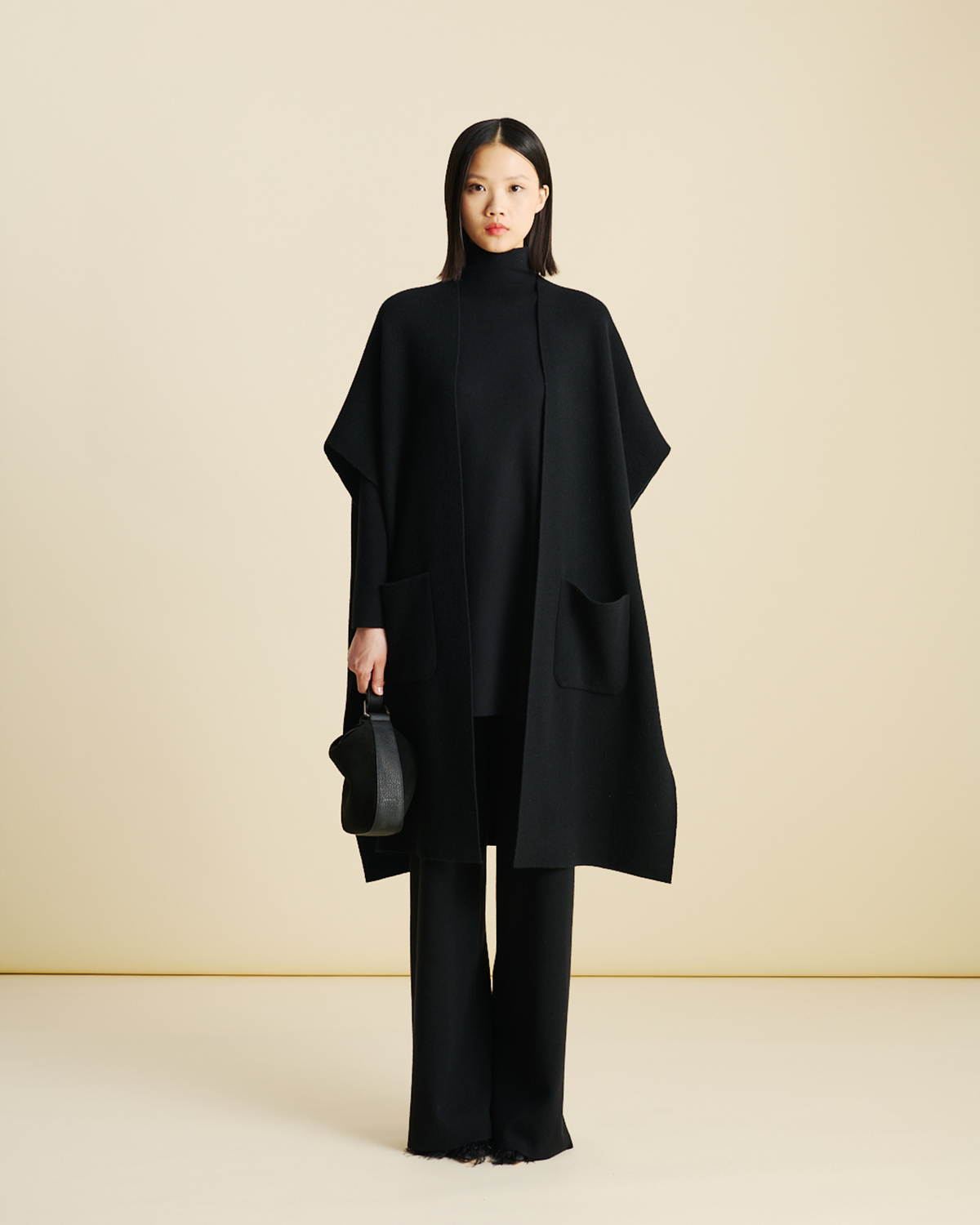 Designer カシミヤダブルフェイス ・ニットカーディガン - ブラック - ネイビー - ブルー #editorial