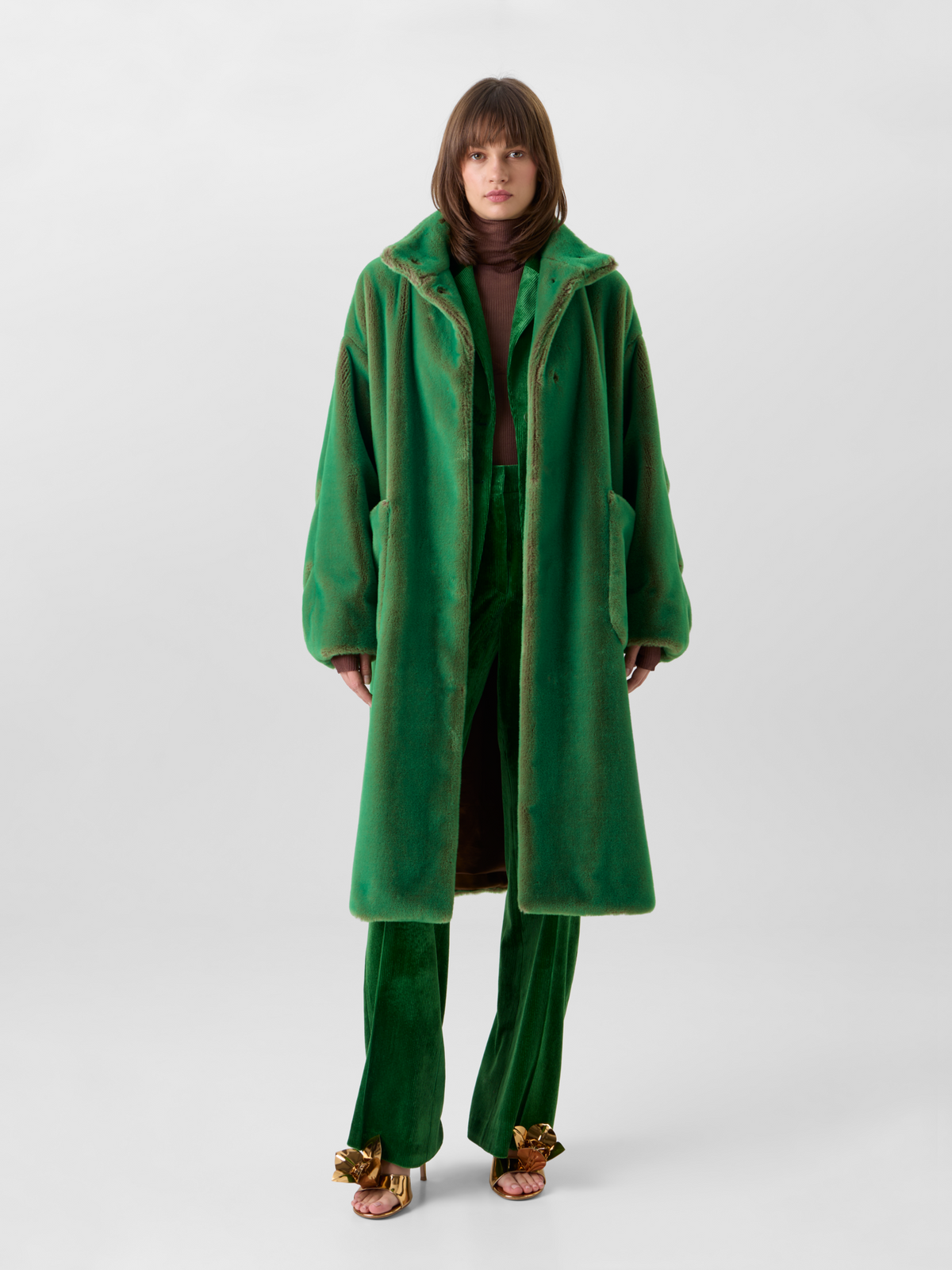 Designer シャンジャンフェイクファー コート The Lucas Coat（ルーカス・コート） - グリーン #editorial