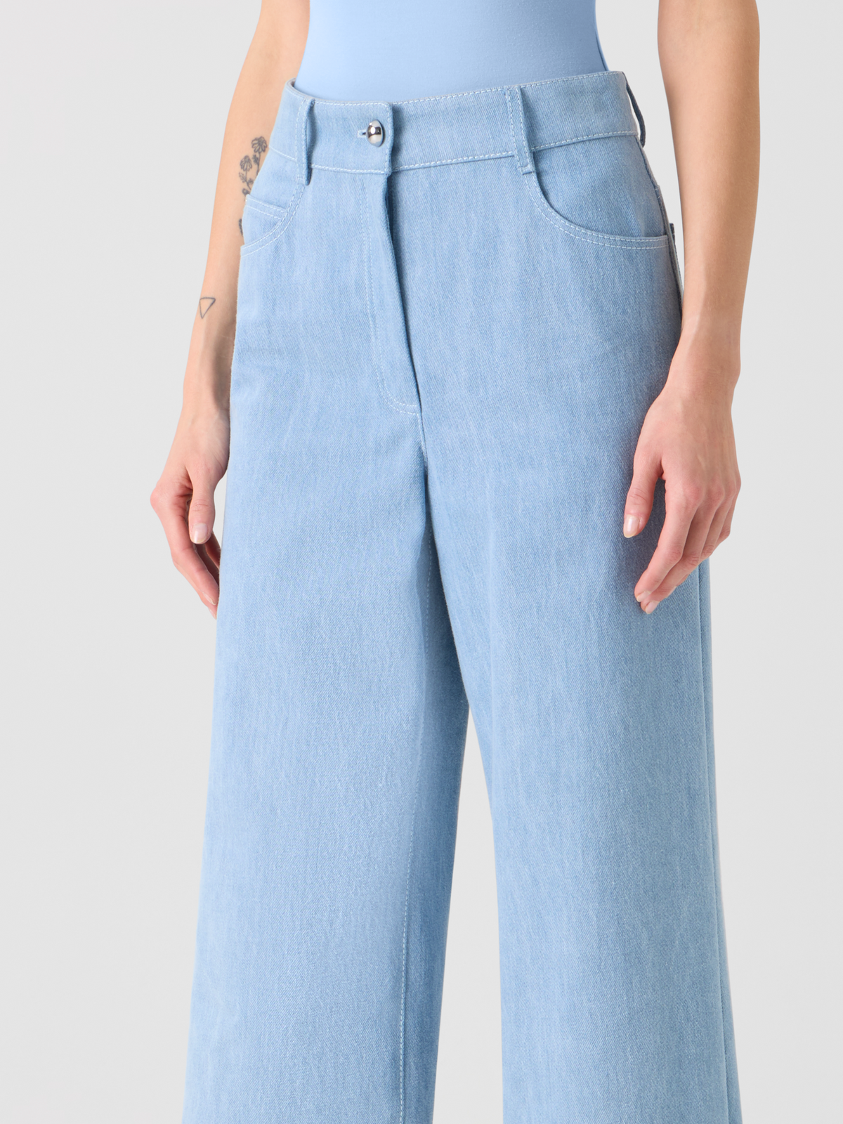 Designer ウォッシュドコットンデニム ・パンツ - ブルー #editorial