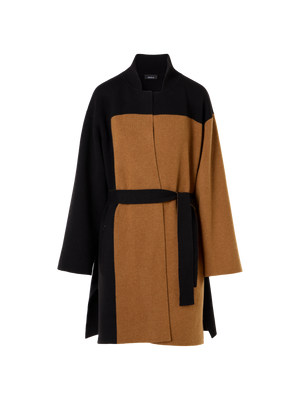 Designer カシミヤダブルフェイス ニットコート - ブラウン - ブラック