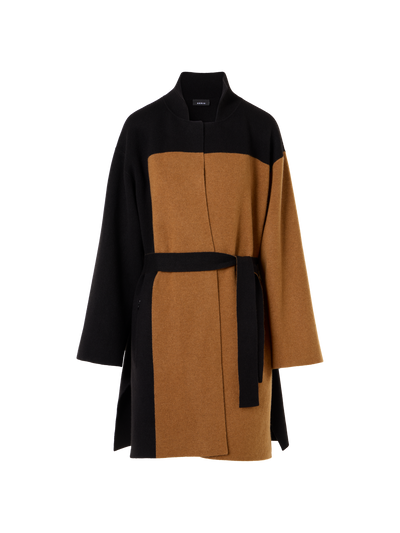 Designer カシミヤダブルフェイス ニットコート - ブラウン - ブラック