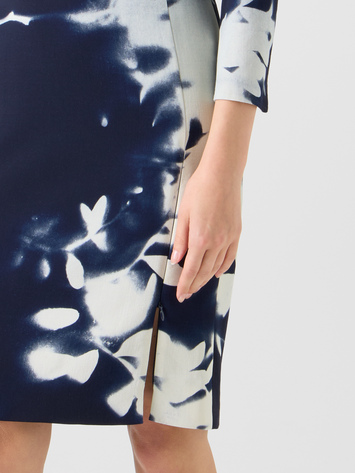 Designer ウールダブルフェイス ・ドレス - ネイビー - ブルー #editorial