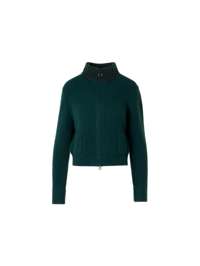 Designer ウールカシミヤ ニットカーディガン - グリーン