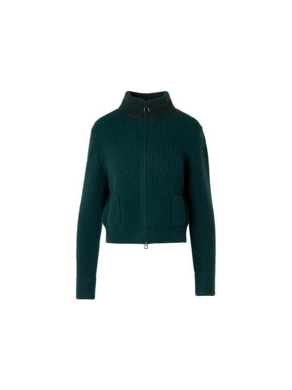 Designer ウールカシミヤ ニットカーディガン - グリーン