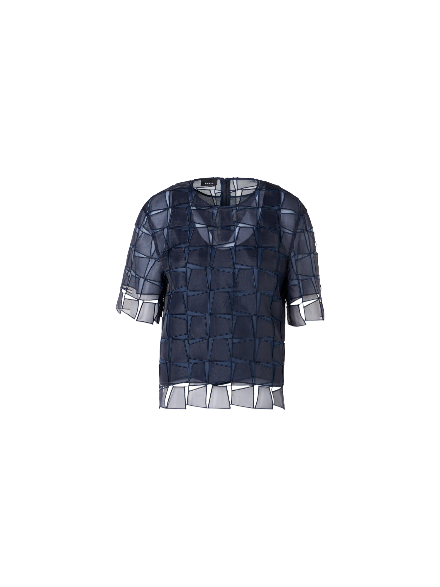 Designer オーガンザトラペゾイドエンブロイダリー・ブラウス
