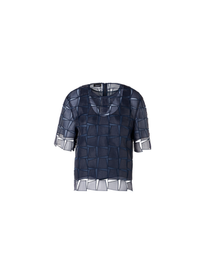 Designer オーガンザトラペゾイドエンブロイダリー・ブラウス