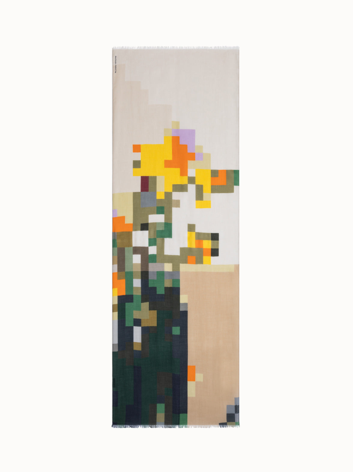 Cashmere Silk Scarf with Flowers at Home Print - multicolor