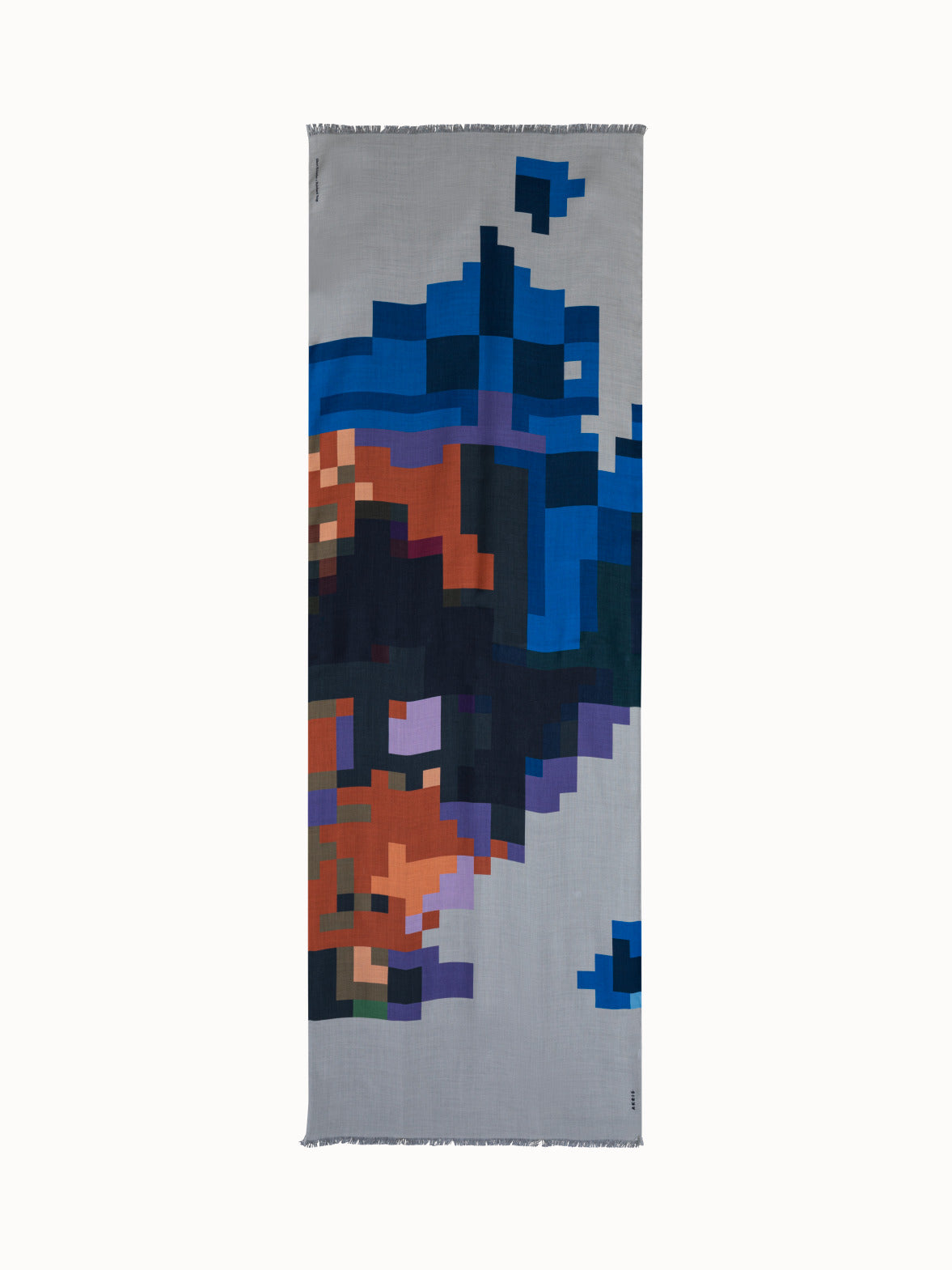 Cashmere Silk Scarf with Blue Flowers at Home Print - multicolor