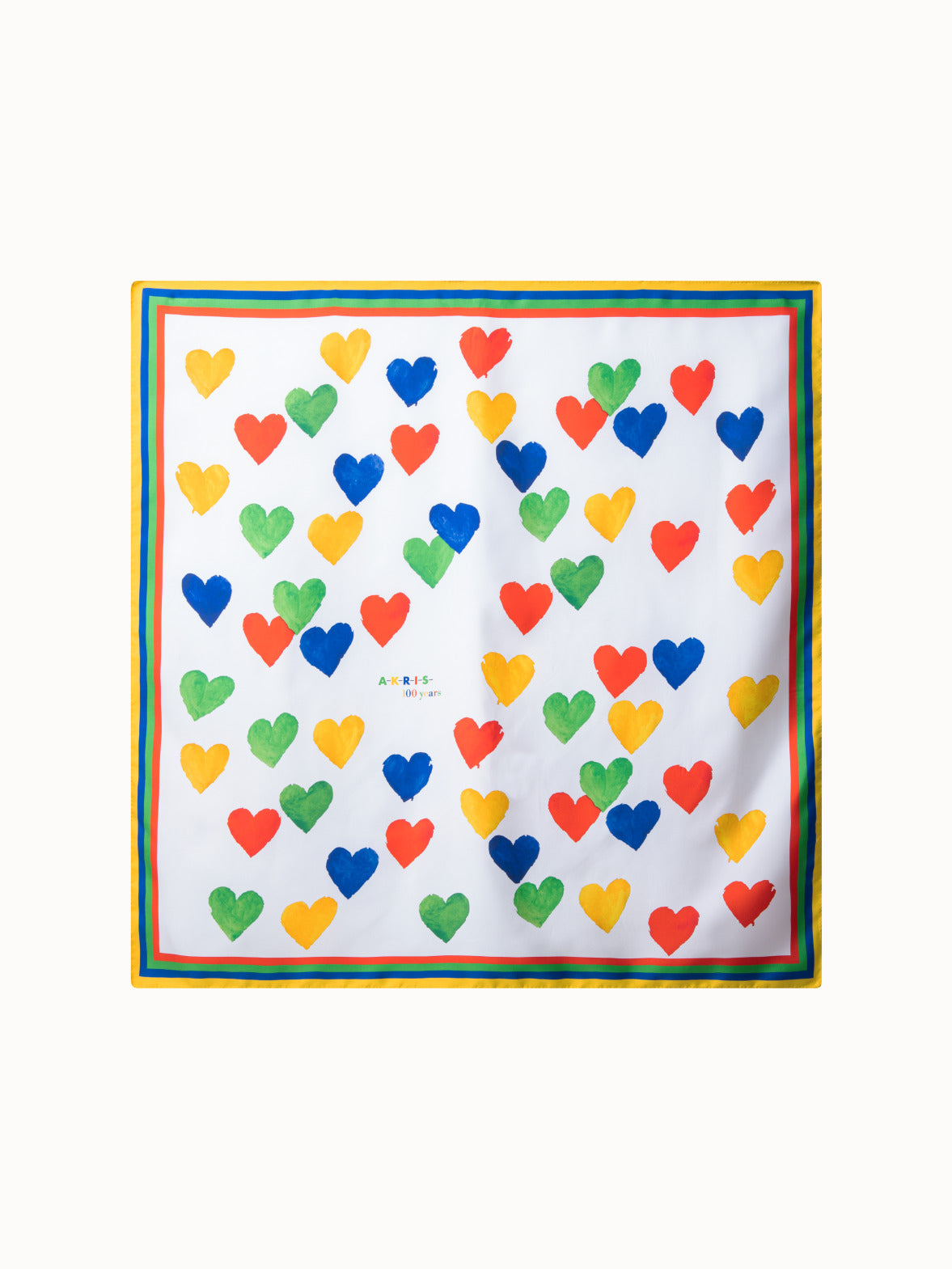 Silk Twill Scarf with Hearts Print - multicolor