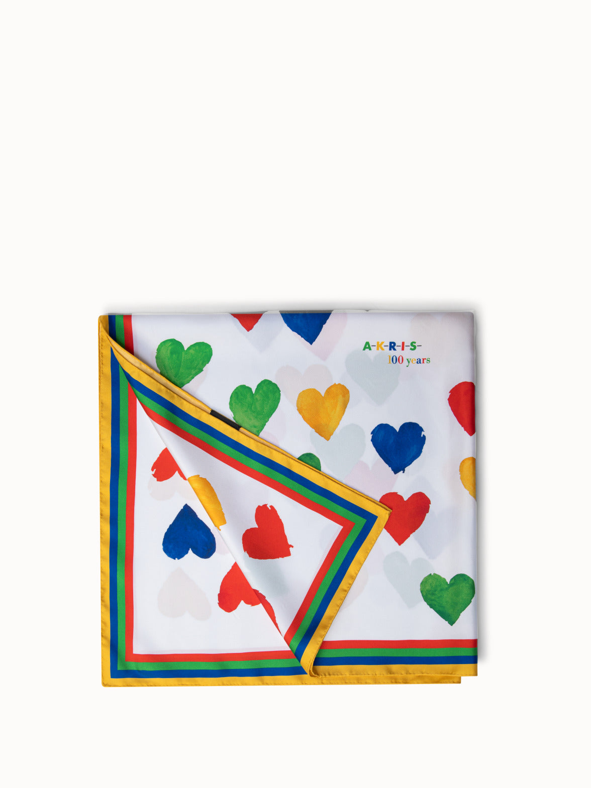 Silk Twill Scarf with Hearts Print - multicolor