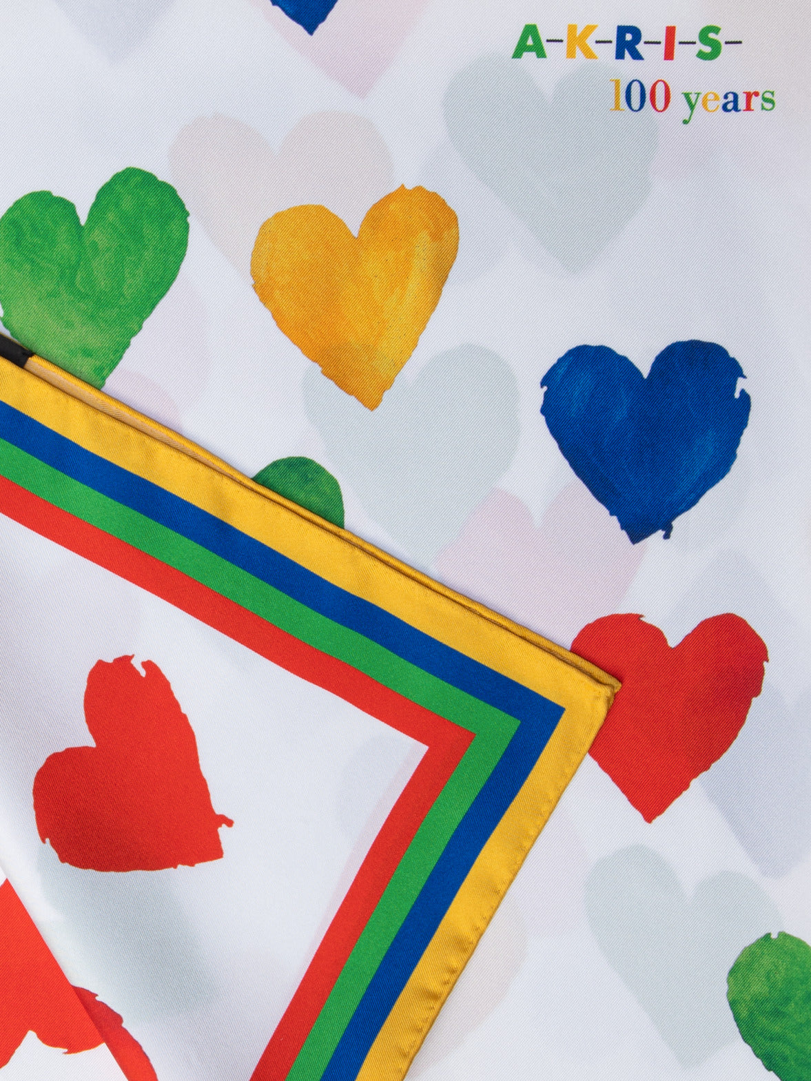 Silk Twill Scarf with Hearts Print - multicolor