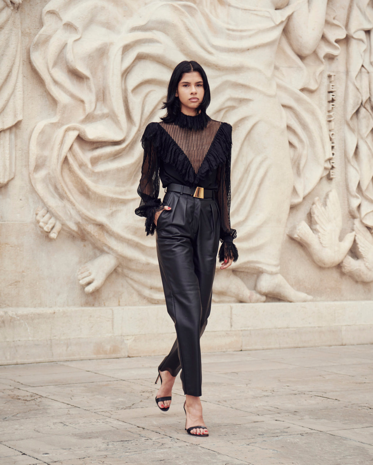 Silk Crêpe and Lace Blouse - black