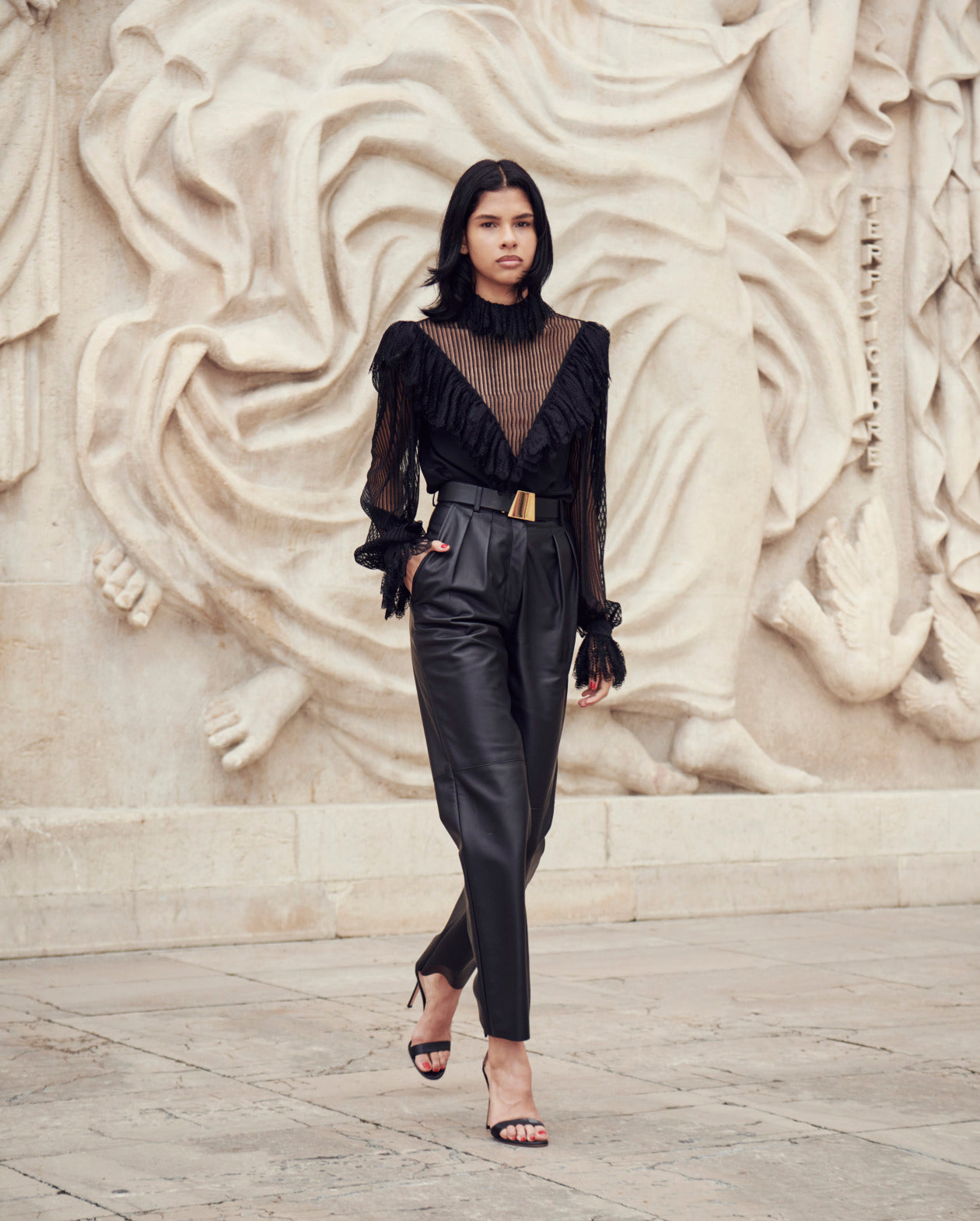 Silk Crêpe and Lace Blouse - black